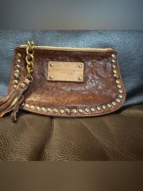 alberto di cano Studded Brown Leather Clutch